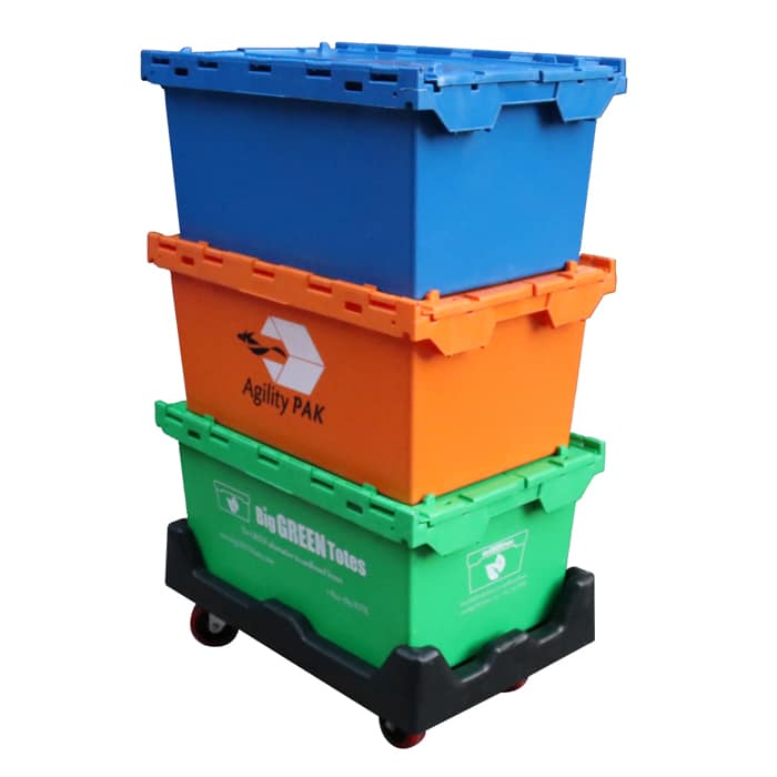 600x400x380 Plastic Storage Boxes Containers Crates Totes with Lids Pack of 4 