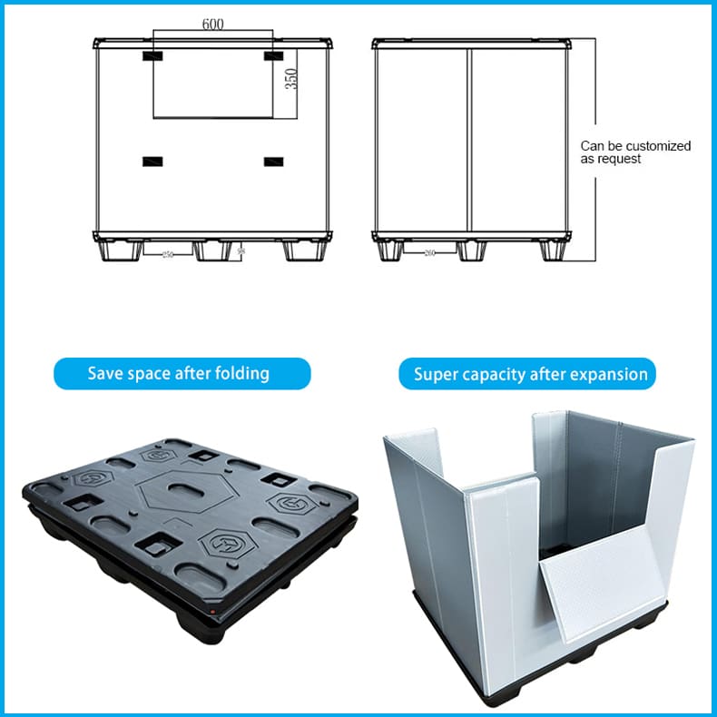 Collapsible plastic sleeves boxes for auto parts feature